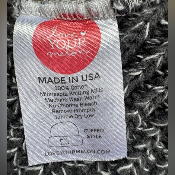 LOVE YOUR MELON Beanie Hat Cuffed Style Cotton Charcoal Speckled Men’s Women’s - Picture 9 of 10